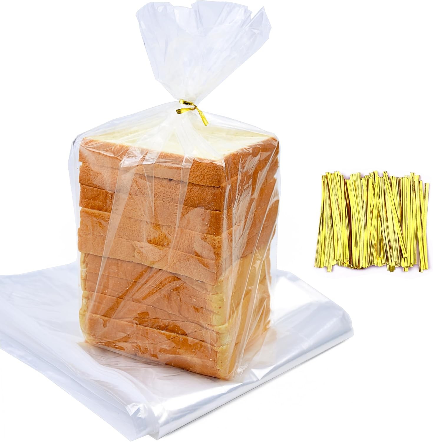 75Pcs Plastic Bread Bags for Homemade Bread and 90 Ties, 18 x 8 x 4 Inch gallery