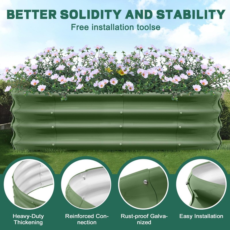 Galvanized Raised Garden Bed Outdoor, 4×2×1/6x3x1/8x2x1ft Metal Planter Box gallery