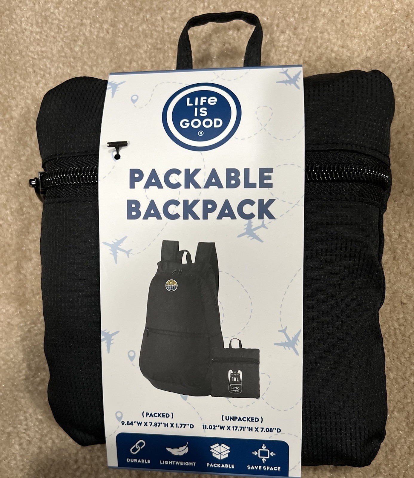 Life Is Good Packable Backpack 18L Black