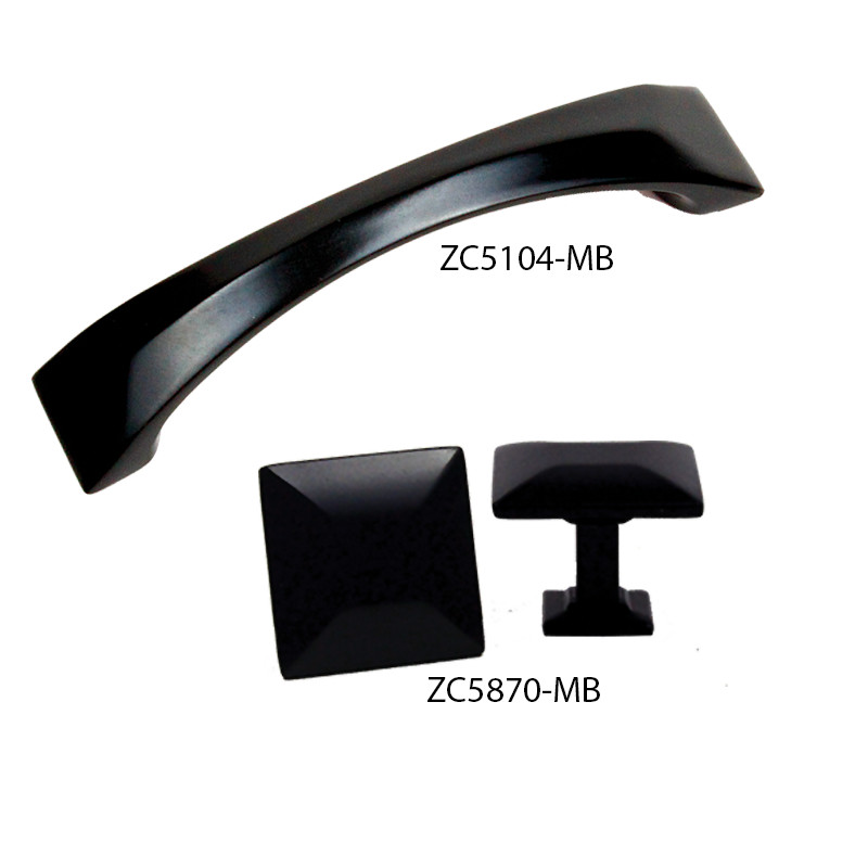Pull Handle Knob Kitchen/Bath Modern Square Cabinet Hardware Matte Black 96mm