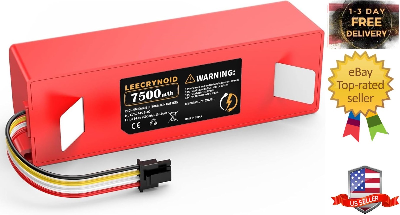 Upgraded 7500Mah 14.4V Replacement Battery for Roborock S4 S5 S6 S7 Q7 Max S50 S gallery