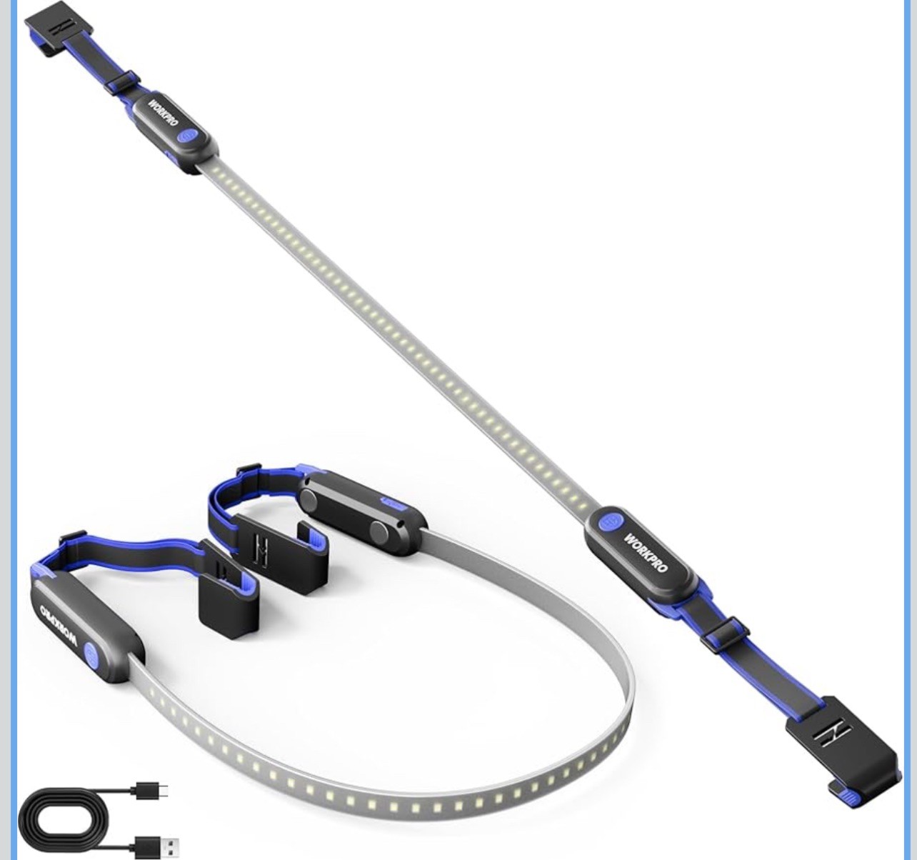 WORKPRO 200LM Rechargeable Magnetic Underhood LED Work Light 25" Long Light Bars gallery
