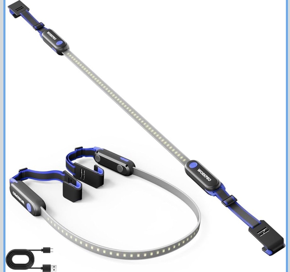 WORKPRO 200LM Rechargeable Magnetic Underhood LED Work Light 25" Long Light Bars