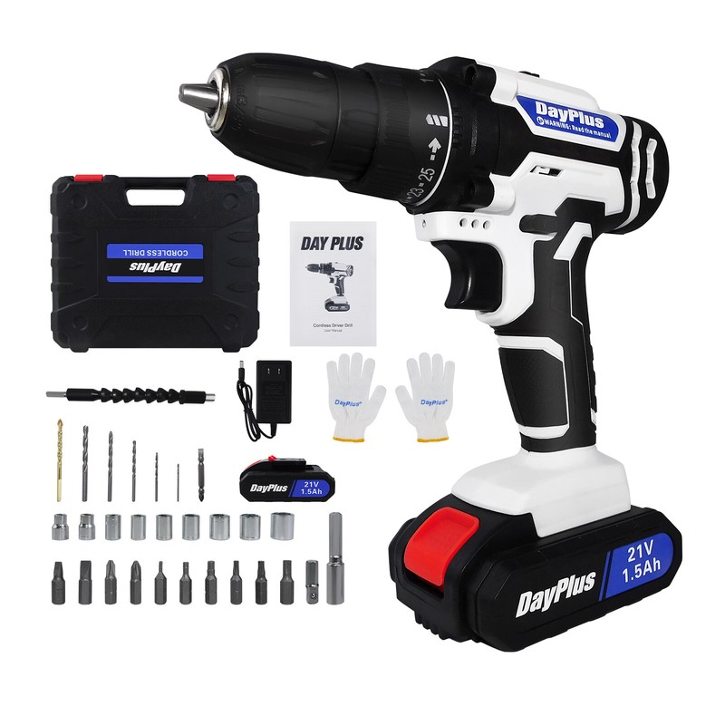 Electric Cordless Drills 21V Drill Driver Set With Charger Battery LED Worklight gallery