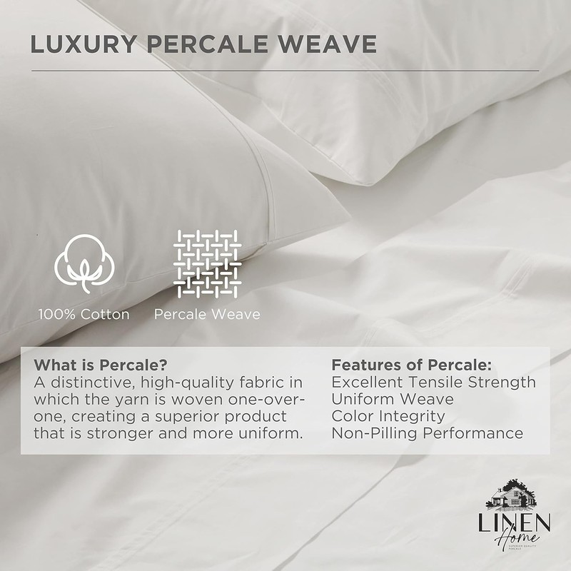 100% Cotton Percale 1 Flat Sheet, King Size - Crisp, Cool and Strong Bed Line... gallery