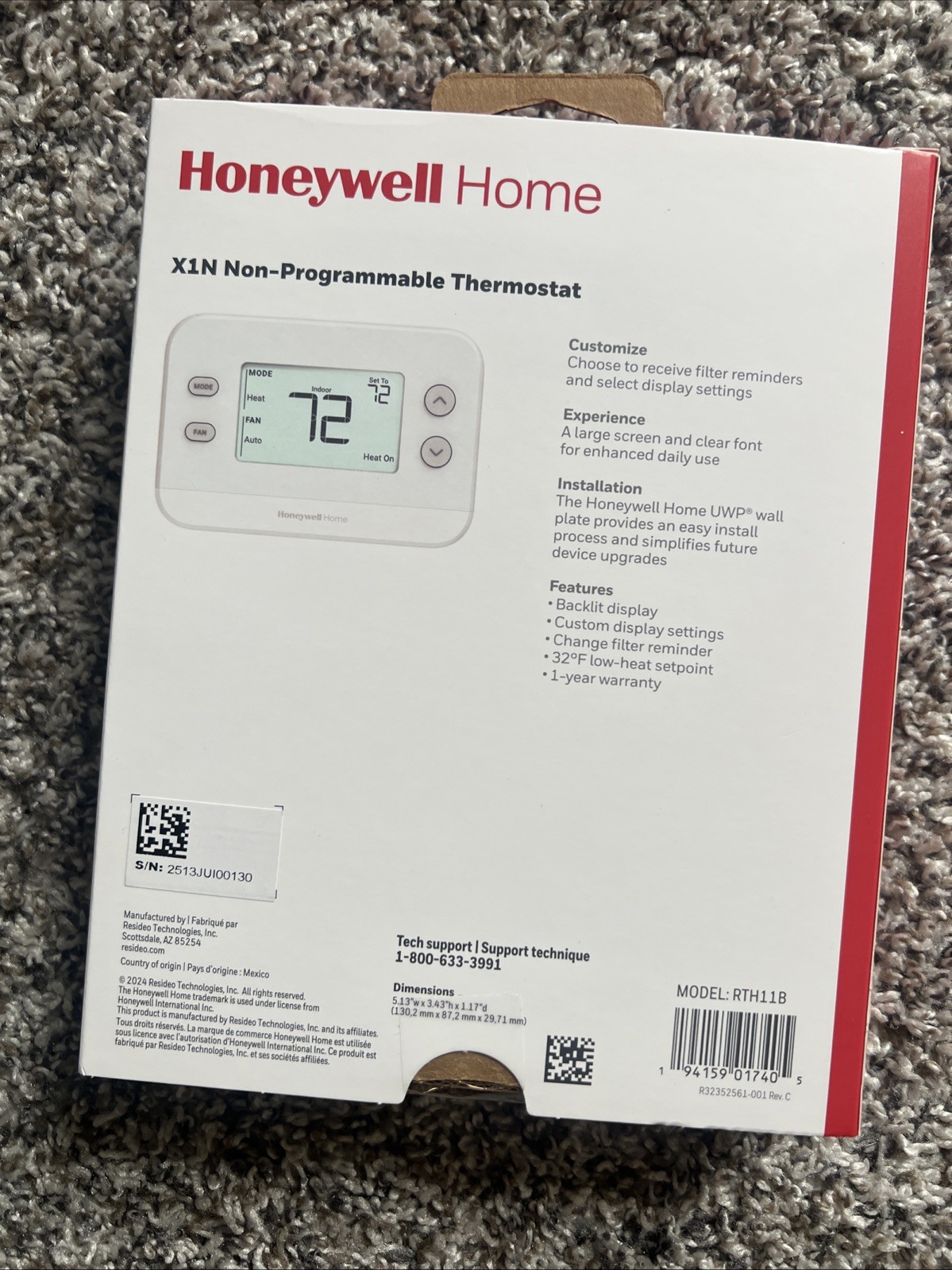 NEW HONEYWELL X1N NON-PROGRAMMABLE THERMOSTAT SINGLE STAGE RTH11B HOME SEALED gallery