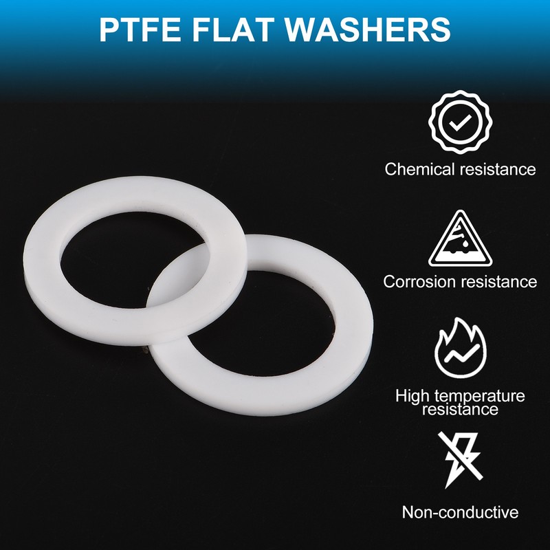 10Pcs PTFE Flat Washers 10x16x2mm Sealing Spacer Flange Gasket White gallery