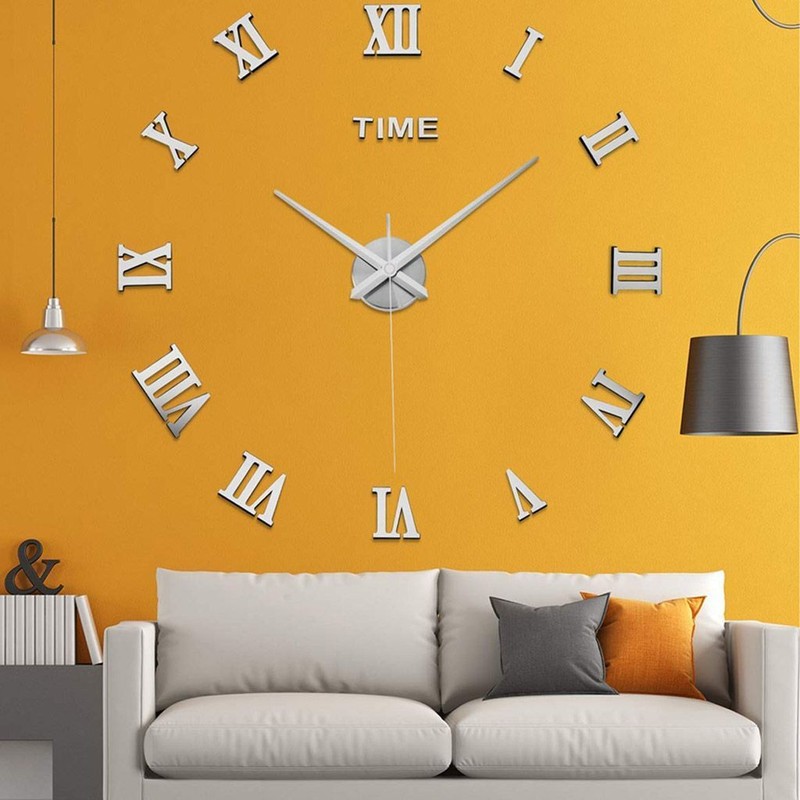 Large 3D Mirror Surface Wall Clock Modern DIY Sticker Office Home Shop Decor USA gallery