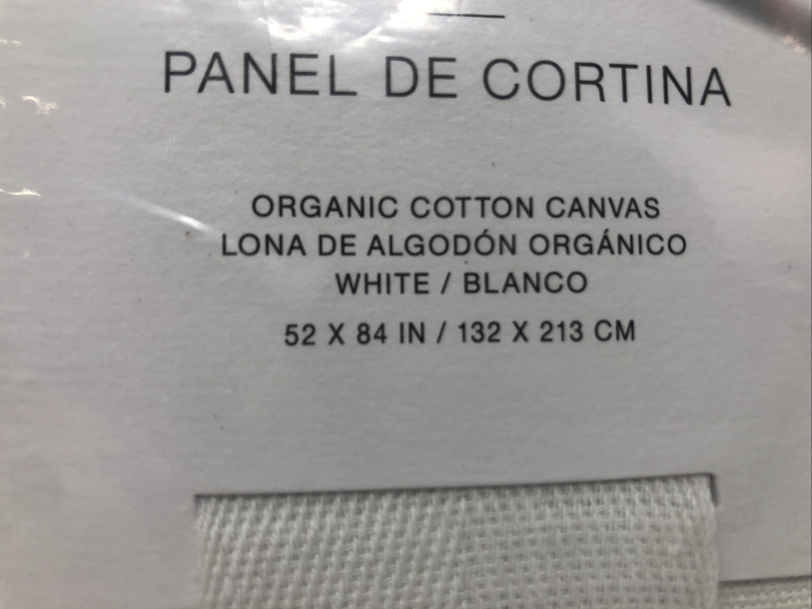 Crate & Barrel White Curtain Panel, Organic Cotton Canvas 52x84in / 132x213cm gallery