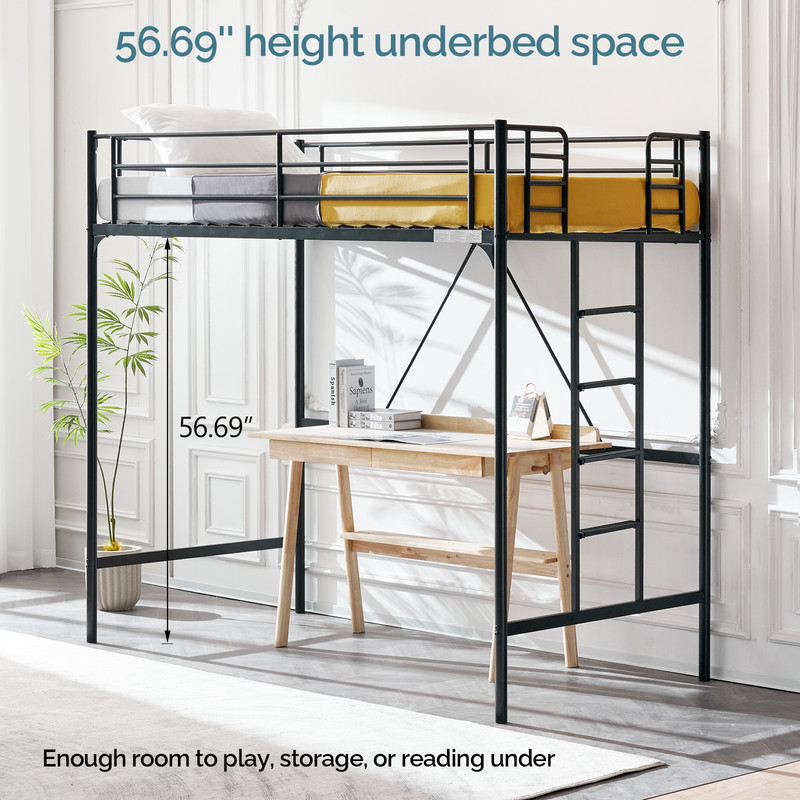 Loft Bed Twin Loft Bunk Bed Frame with Stairs Flat Ladder Rung for Kids Adults gallery