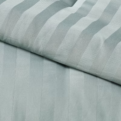 3pc Full/Queen Luxe Striped Damask Comforter and Sham Set Light Teal Green gallery