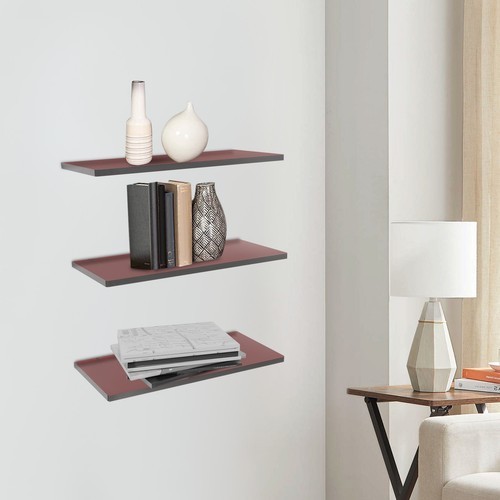 3pcs Brown Acrylic Floating Shelves Wall Mounted Shelf Floating Shelf Organizer gallery