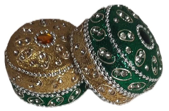 Rhinestone Beaded Tea Light Candle Holders Tin Box -Jeweled - Indian - Vintage gallery