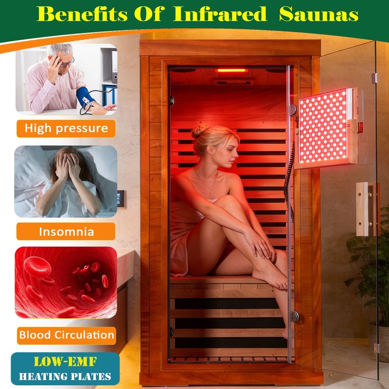 Infrared sauna with red light therapy for 1 person gallery