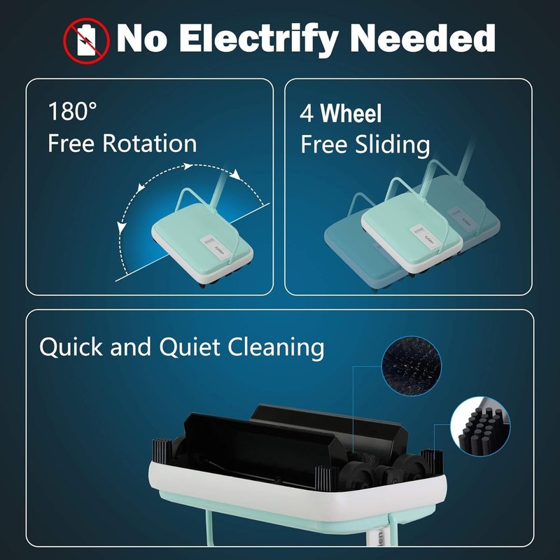 Compact & Eco-Friendly Carpet Sweeper - Lightweight, Quiet Care in Mint gallery