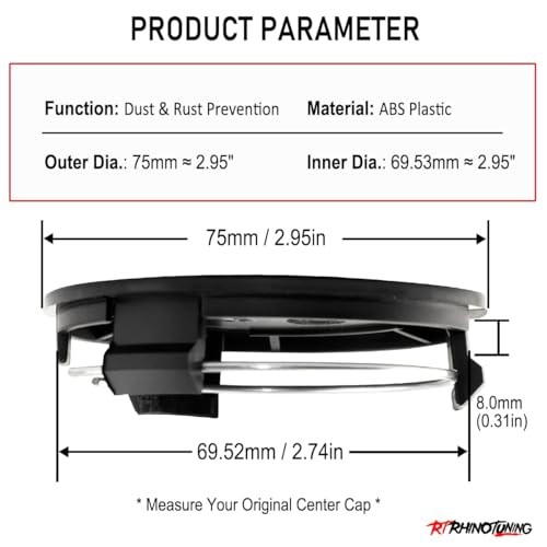 RT 4pcs 75mm/2.95in Wheel Center OD: 75mm / 2.95", ID: 69.5mm / 2.74" Black gallery