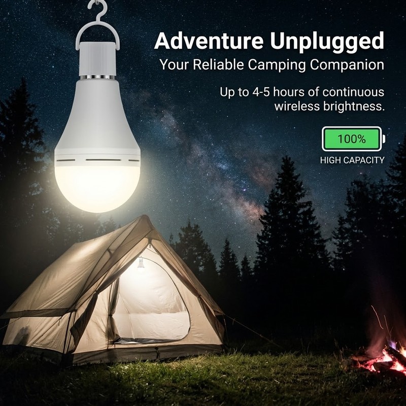 A19-6 Pack Rechargeable Emergency Light Bulbs, 12W,1200LM LED,For Family,E27/E26 gallery