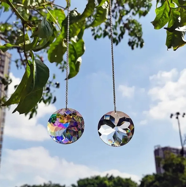 2Pcs, round Crystal Sun Catchers, Glass Prism Hanging Sun Catchers, Rainbow Make gallery