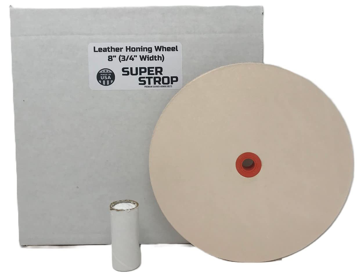 8 in Leather Honing Stropping Wheel Includes Premium White Buffing Compound M... gallery