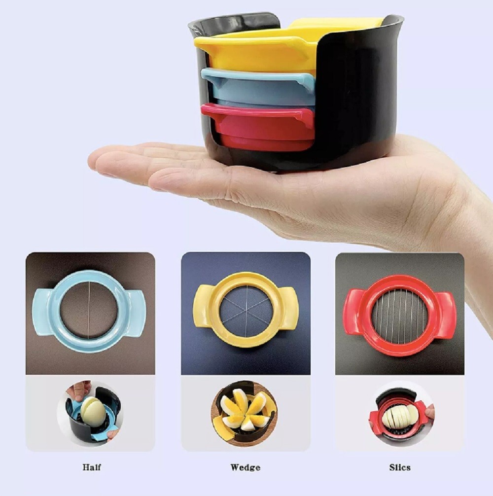 3-in-1 Egg Slicer Cutter & Strawberry Divider - Boiled Egg Slicing Tool gallery