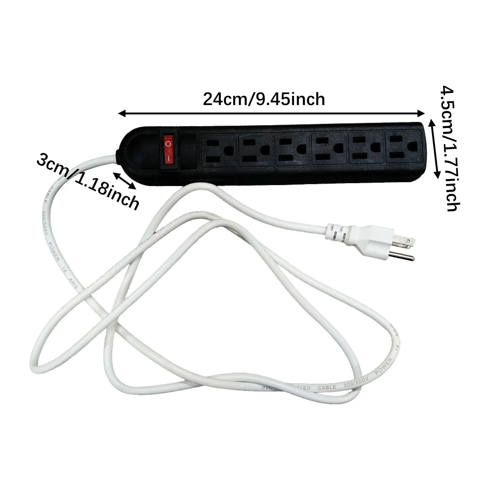 6 Outlet Power Strip US Plug Multi Socket Extension Switch Home Office gallery