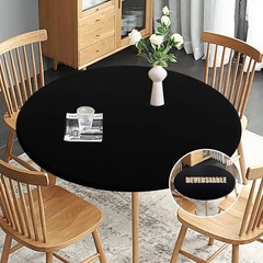 Fitted Round Table Cloth Reversible Waterproof Stain Resistant Elastic Stretch