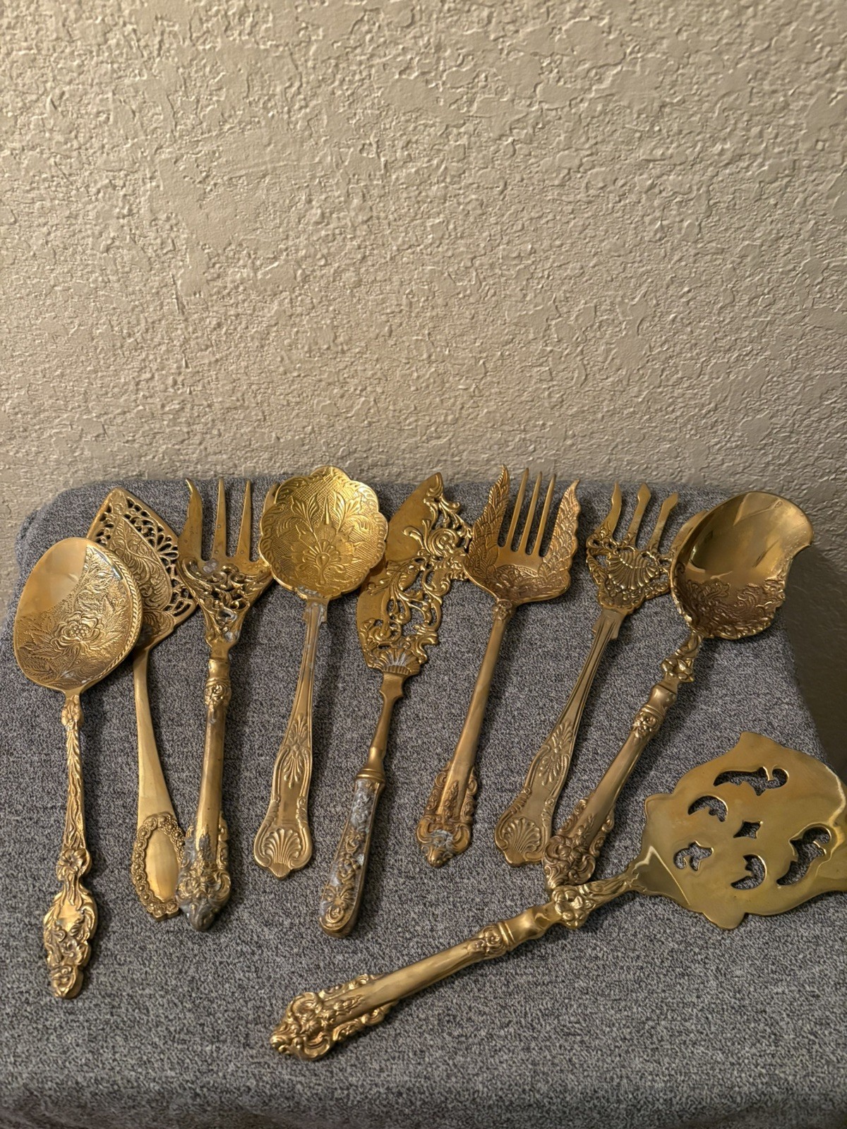9 Solid Brass Ornate Serving Utensils gallery