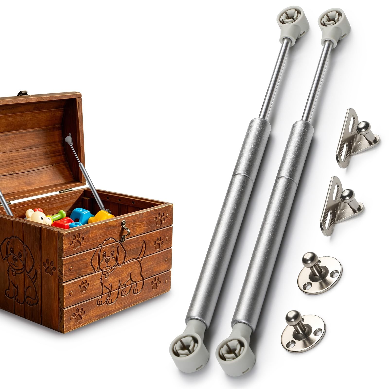200N Soft Close Hinges for Toy Chest Box Toolbox - 2 15 Inch, Silver gallery