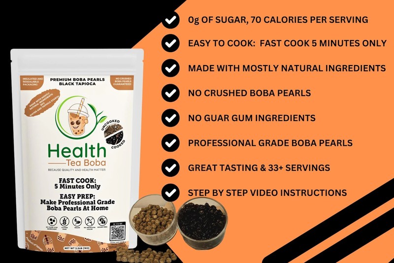2.2LB Low Calorie 5-Min Cook Natural Sugar-Free Vegan Boba Pearls gallery