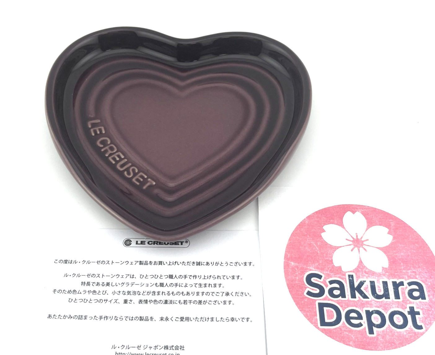 Le Creuset Heart Shaped Spoon Rest Fig Purple 13cm 5" Stoneware Japan New gallery