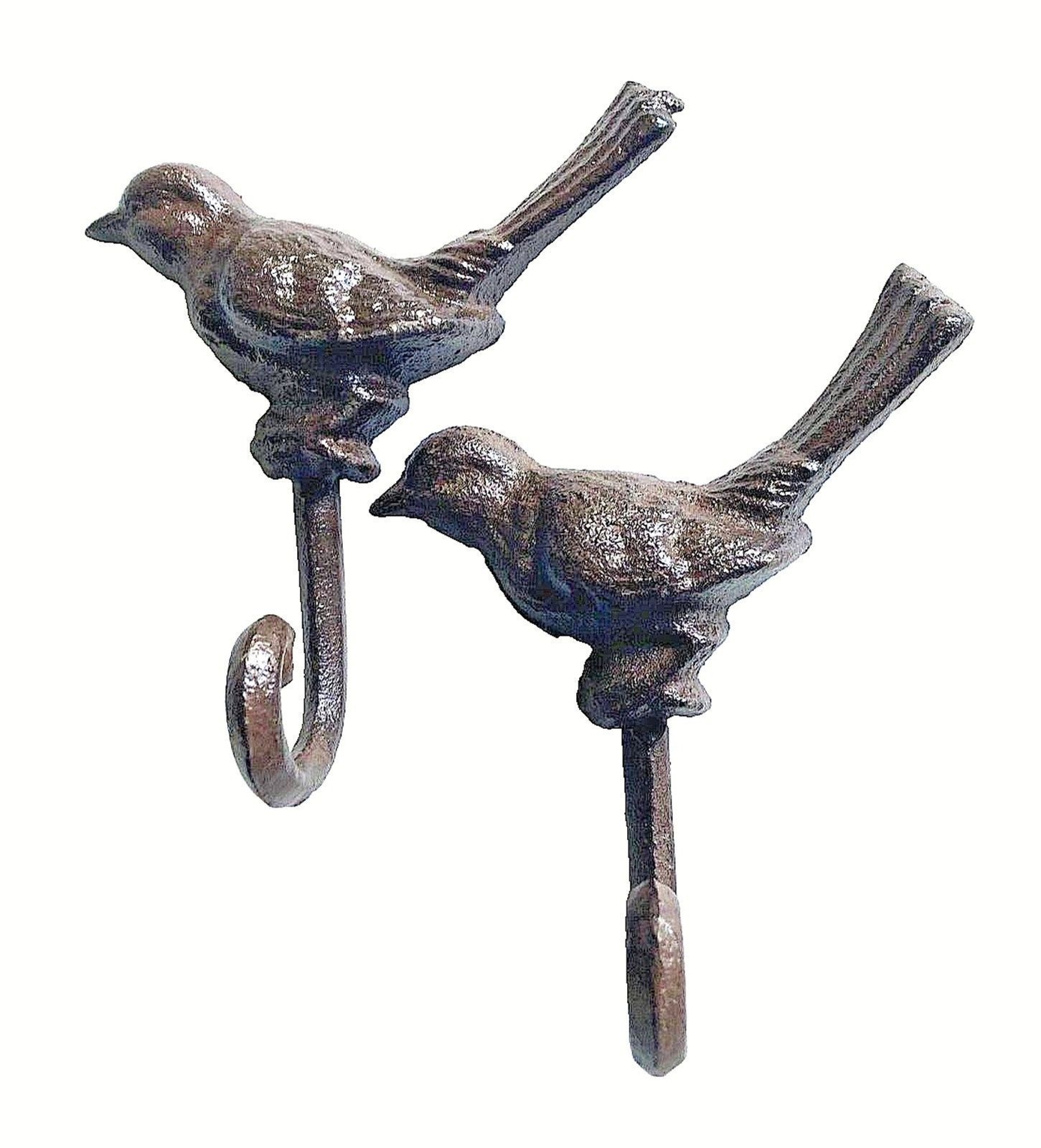 Set of Two Bird Wall Hooks Cast Iron Key Towel Coat Hanger Rustic Antique Style gallery