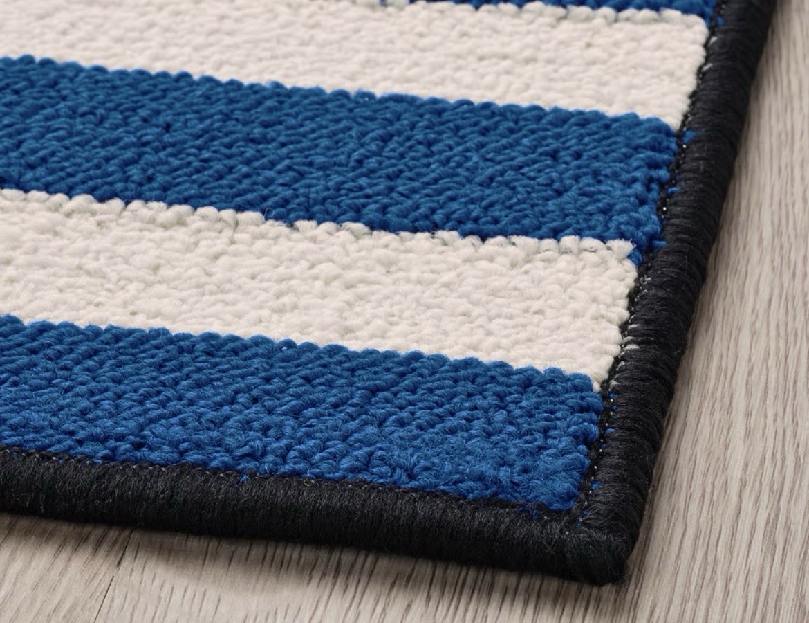 Jack White Inspired Rug Black Blue White Stripes 2x3 Third Man Records Decor NEW gallery