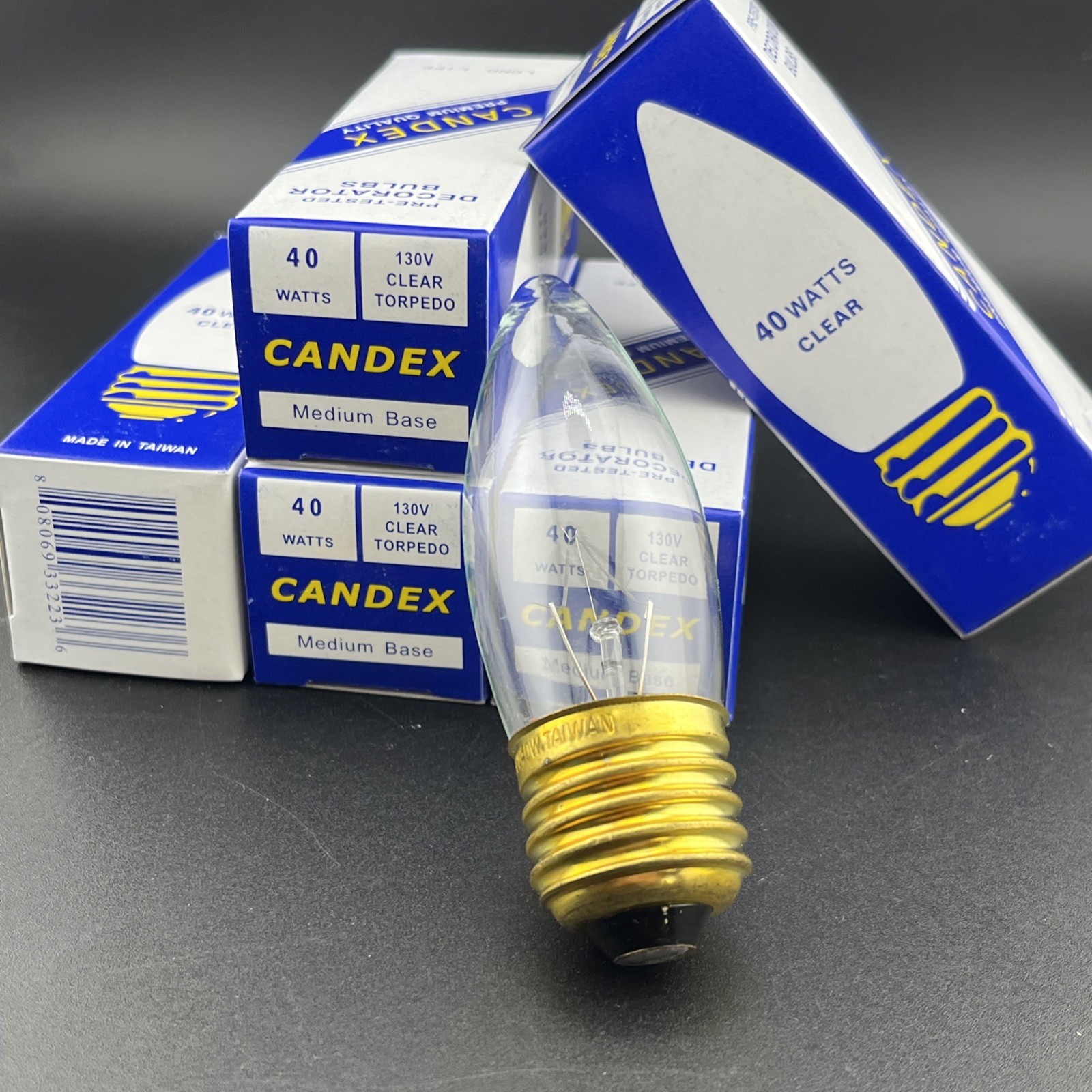 5 Candex 40W 130V Clear Torpedo Medium Base RARE 💡💡💡💡💡💡💡💡 gallery