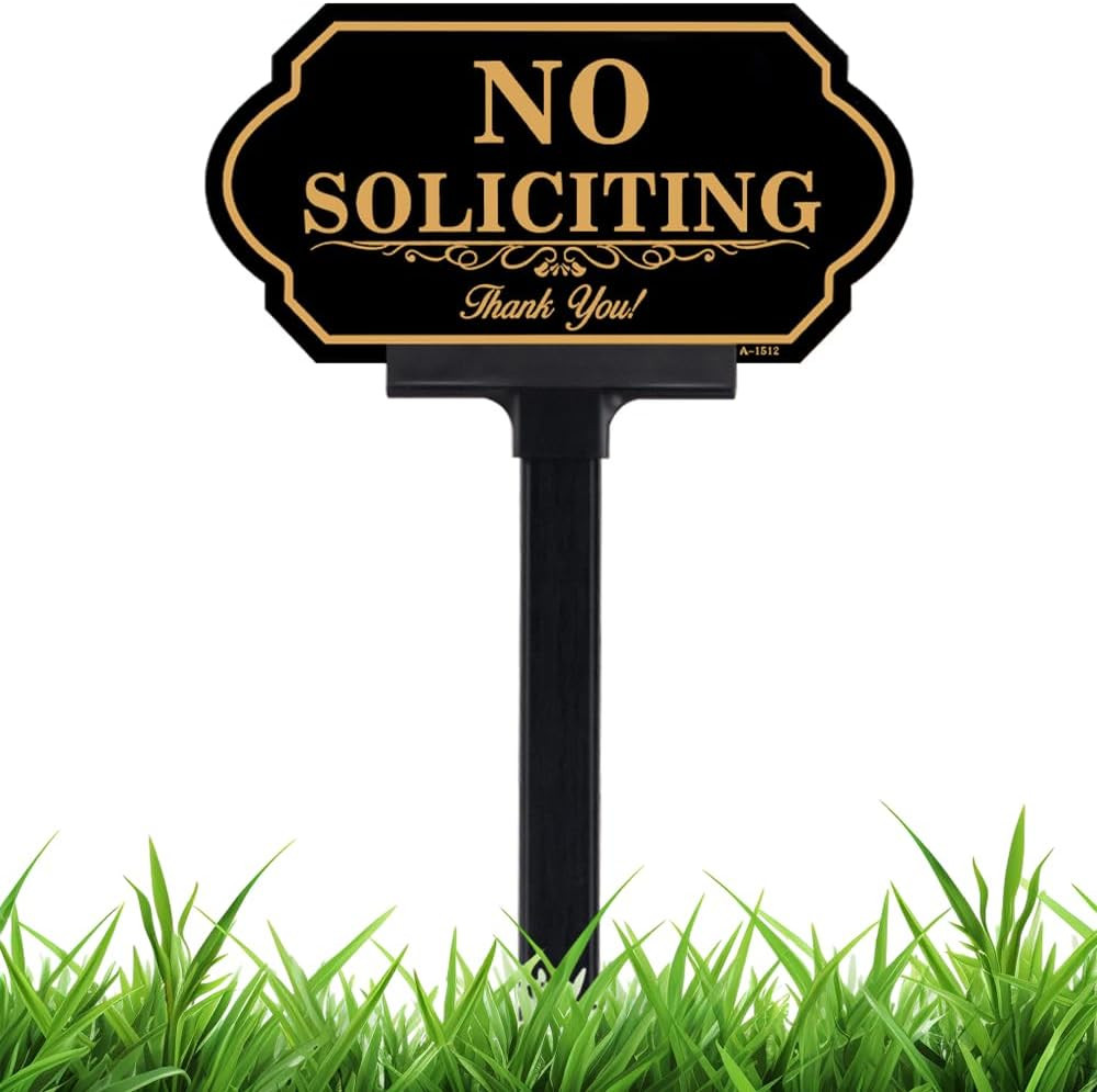 No Soliciting Sign for House with Stake Thick Aluminum - 5x10 Inch/37 Inch gallery