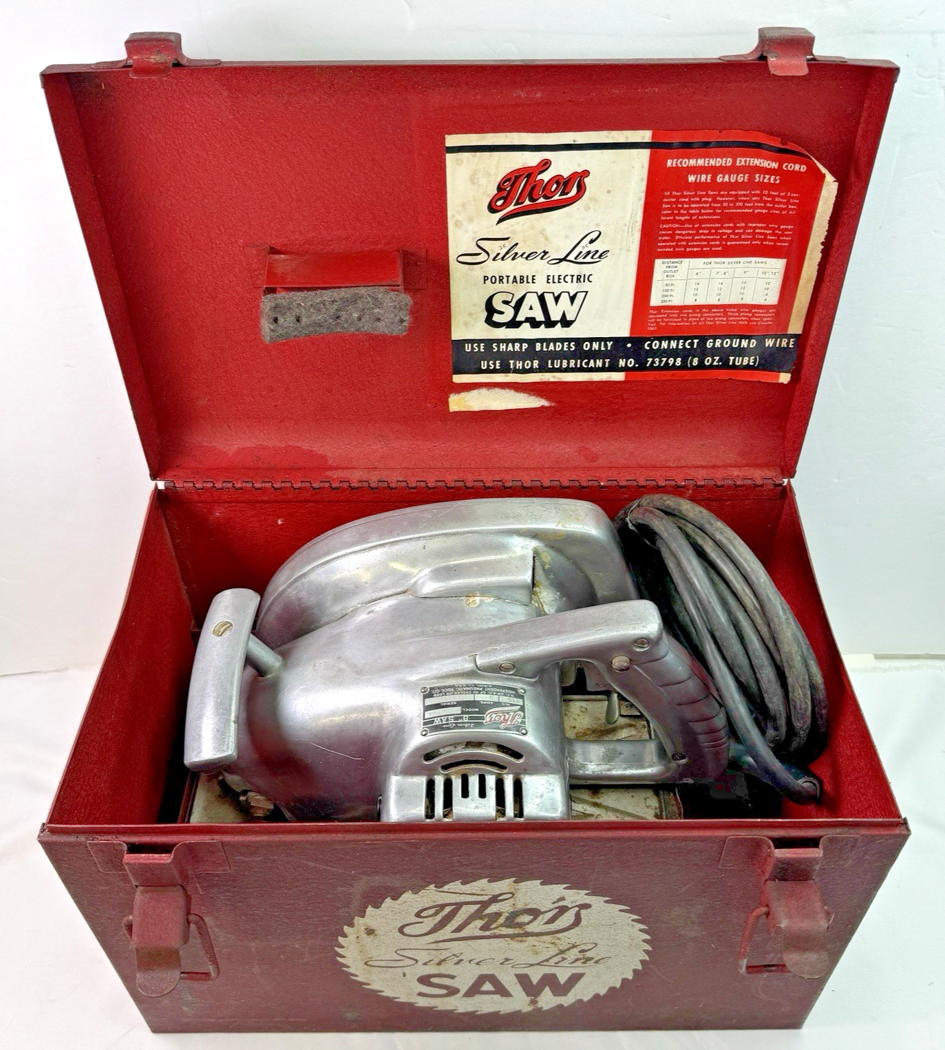 THOR Silver Line Model 6744 Portable Electric Circular Saw 8" Orig Steel Case gallery