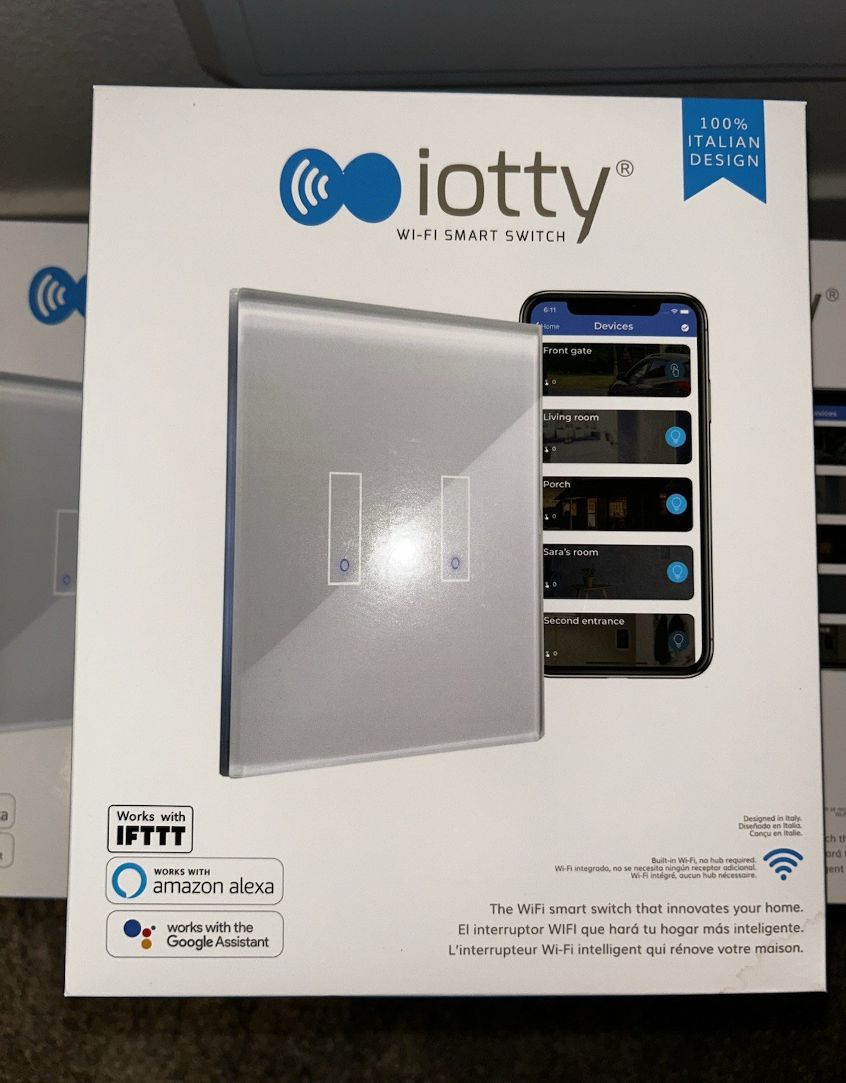 iotty Wi-Fi Touch Smart Light Switch 2-Gang 9-Pack White Alexa/Google gallery