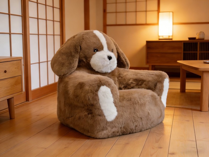 Furry Dog Couch Inflatable Premium Plush Sofa Single Lounge Chair - Living Room gallery
