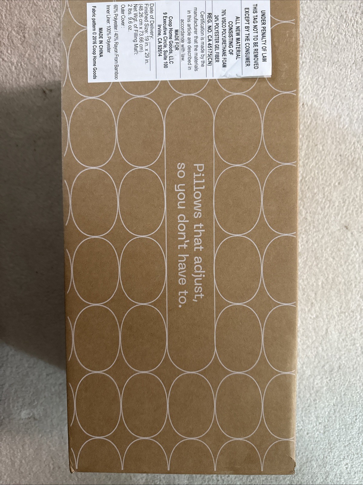 Coop Home Goods Adjustable Memory Foam Pillow Queen 19x29 GREENGUARD Bedroom gallery