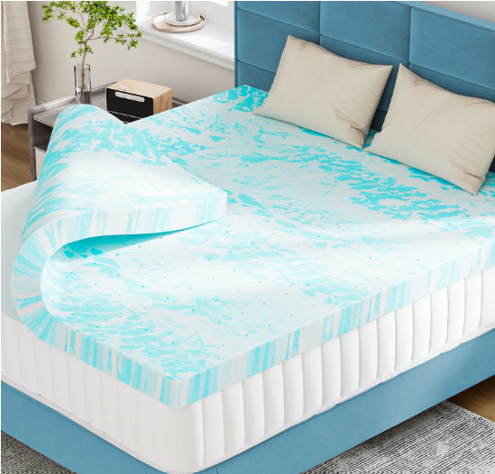CONCETTA Twin XL 2in Cooling Gel Memory Foam Mattress Topper CertiPUR Washable gallery