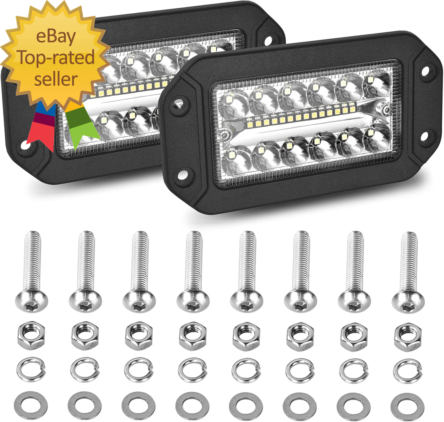 2Pcs 6 Inch Flush Mount LED Light Pods, 78W Triple Row Spot Flood LED Work Light gallery