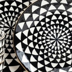 Thyme & Table Medallion 12-Piece Ceramic Dinnerware Set Black and White