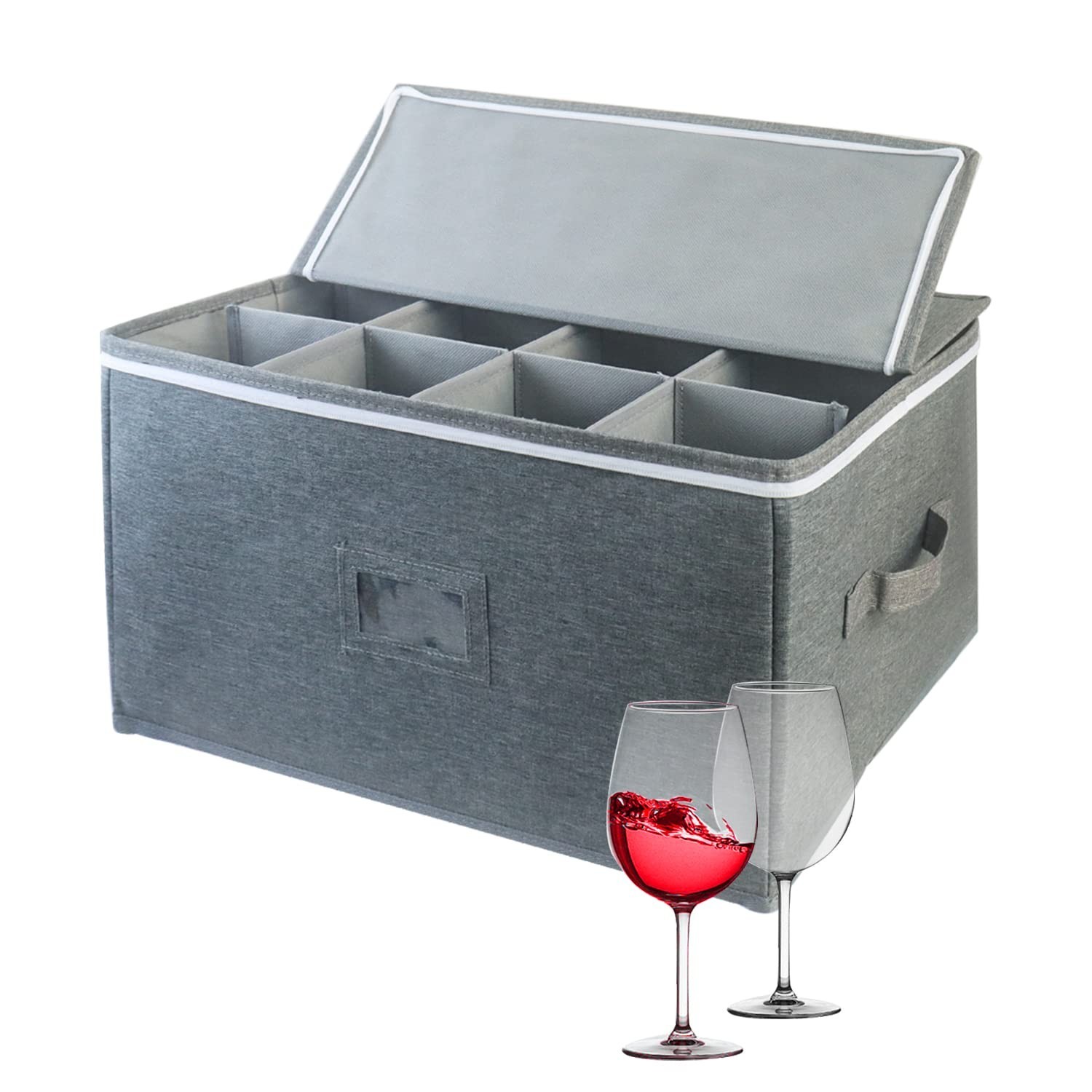 Boczif Wine Glass Storage Cases, Stemware Storage Chest Boxes with Dividers, ... gallery