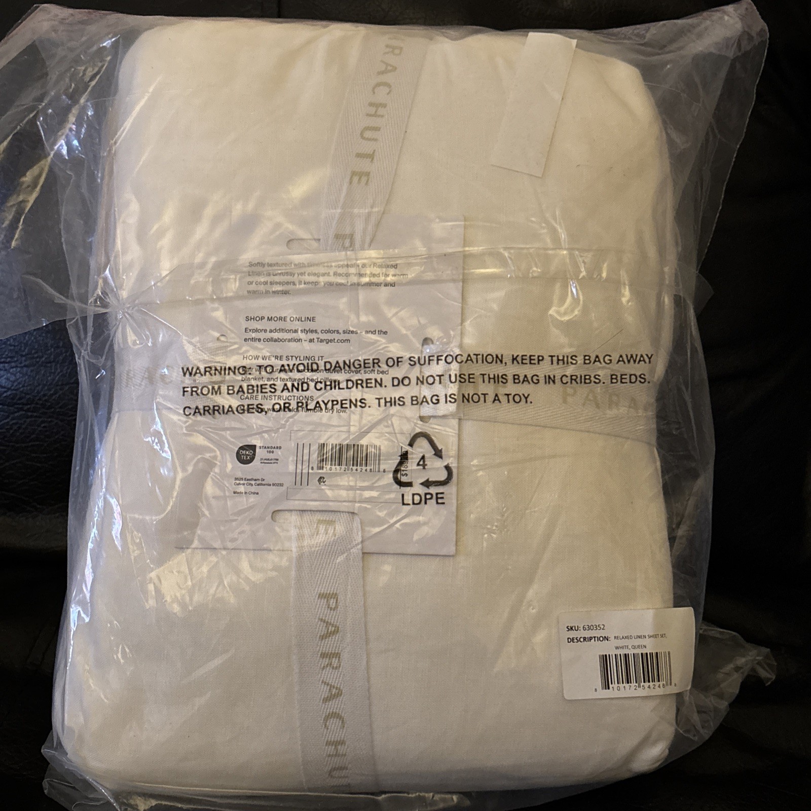 Relaxed Linen Sheet Set - Parachute - Queen White - Brand New gallery