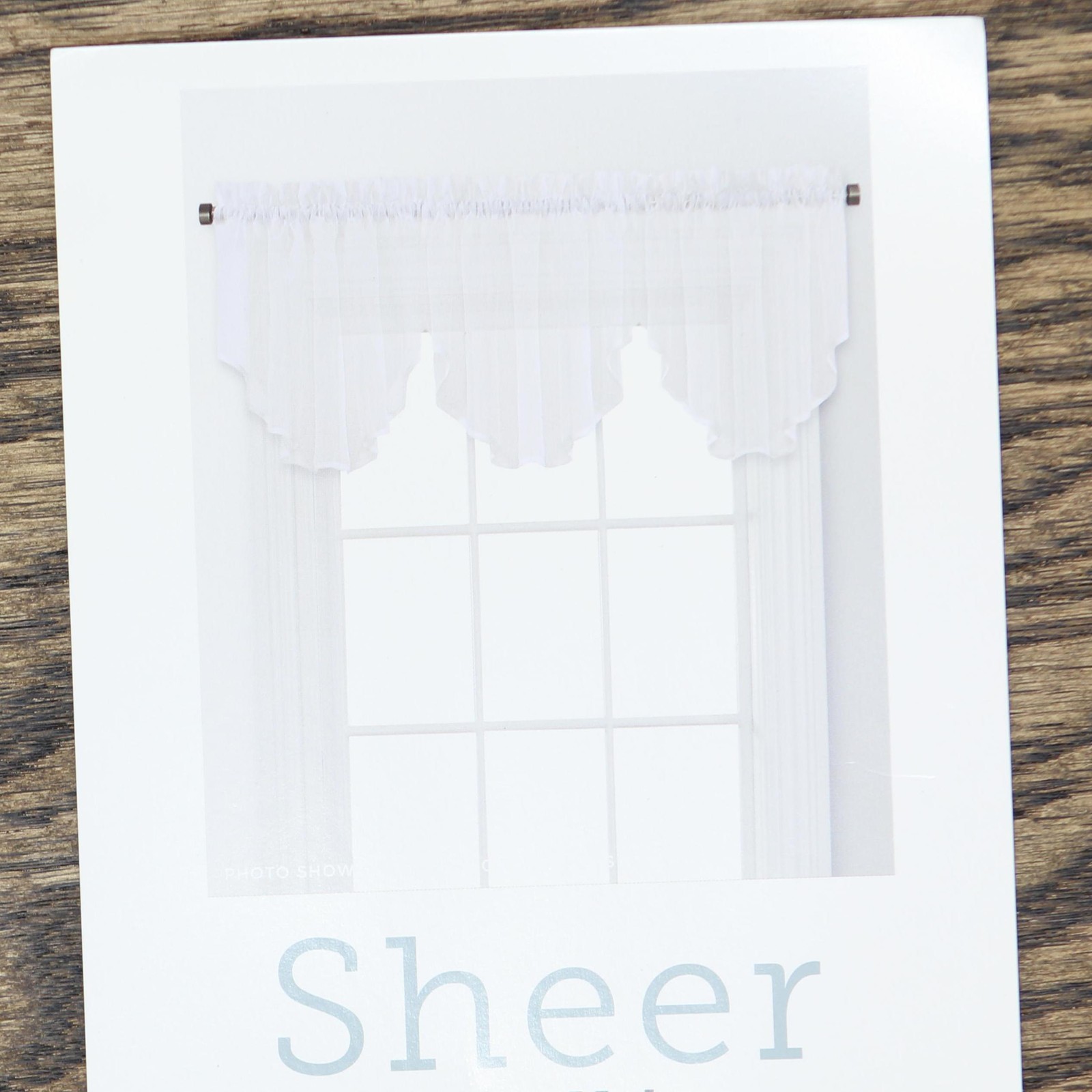 Regal Home Voile Solid Rod Pocket Ascot Valance Ivory White 54" x 20" gallery