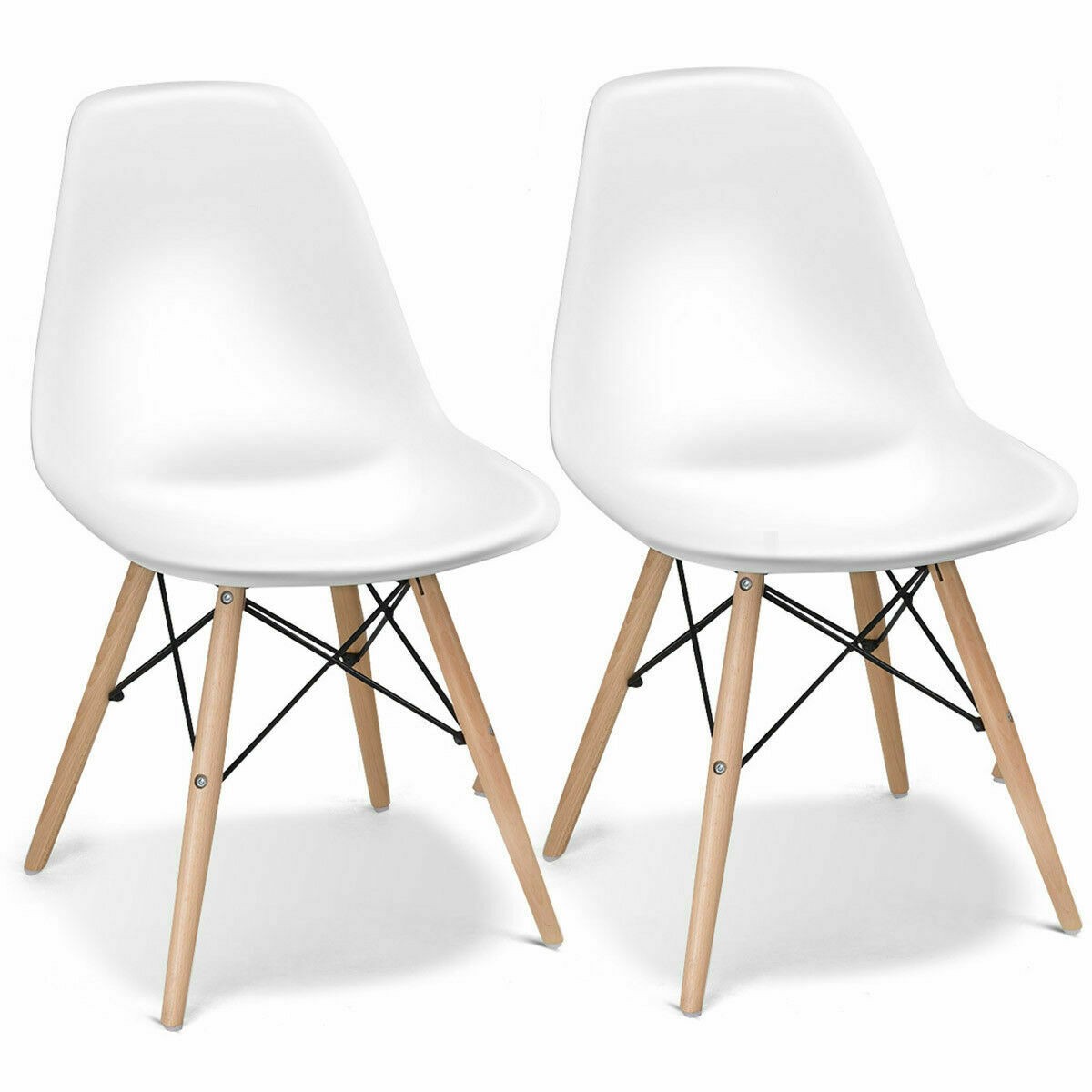 Topbuy 2 PCS Dining Chairs Modern Style W/ Linen Cushion Black/White/Blue gallery