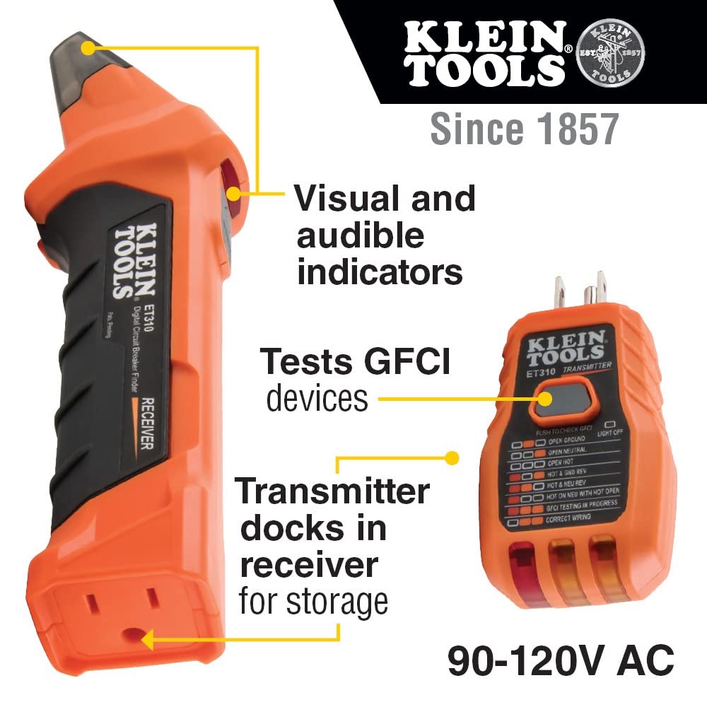 Klein Tools ET310 Circuit Breaker Finder Kit Electric Tester GFCI Tester gallery