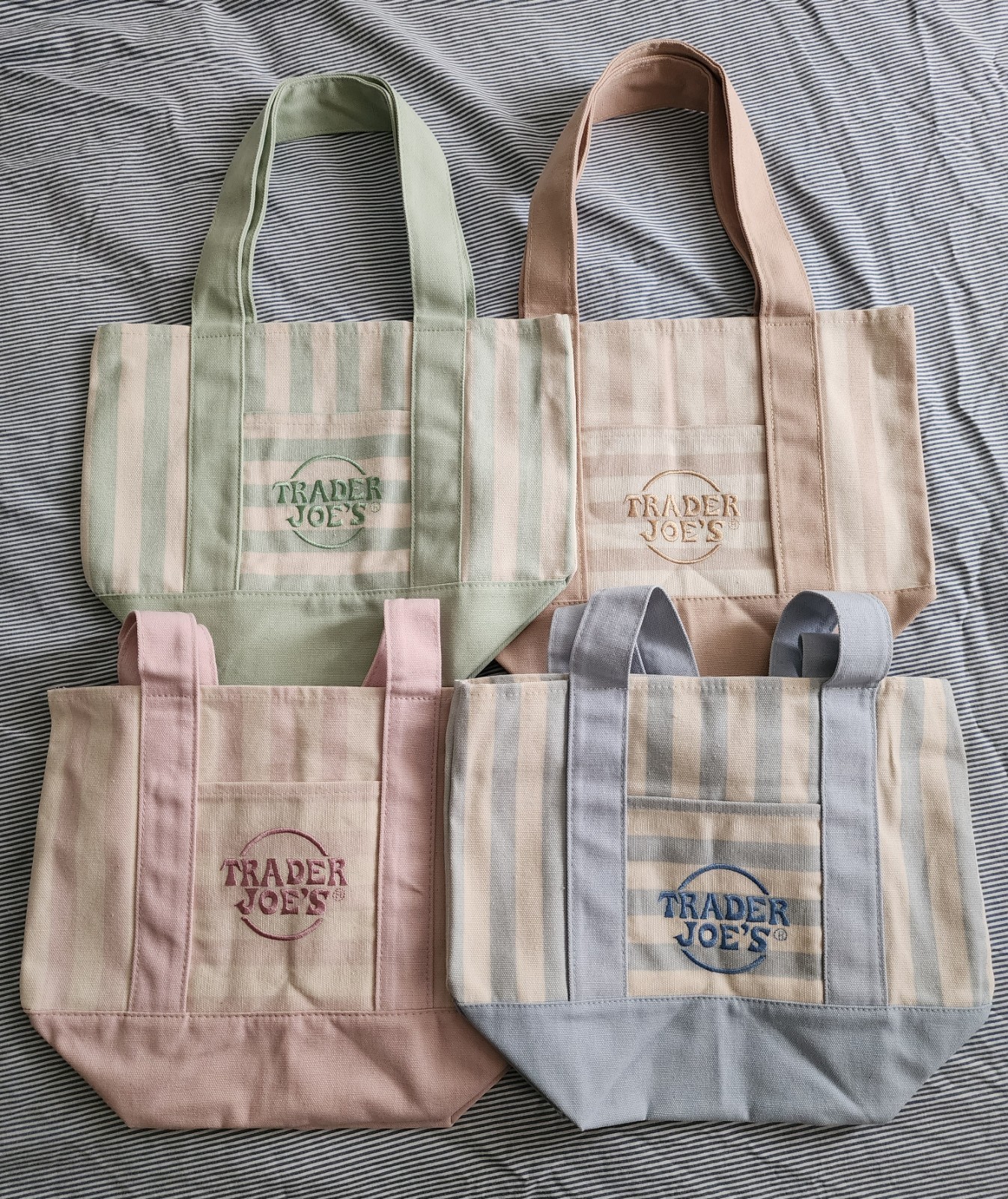 Trader Joe's Striped Mini Totes Bags Set Of 4 gallery