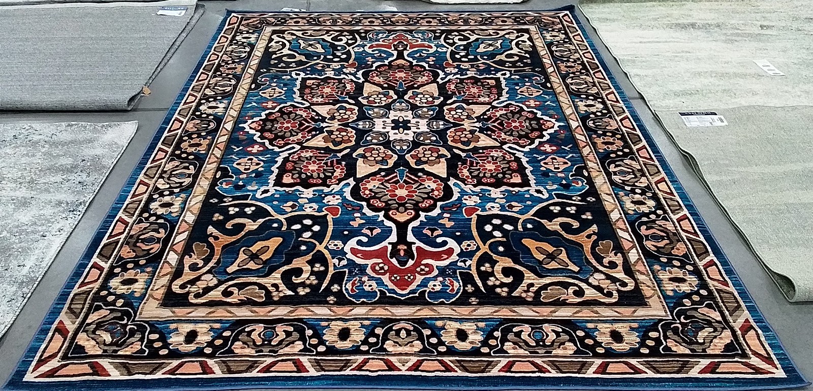 BLUE / BLACK 7'-9" x 10'-0" Back Stain Rug, Reduced Price 1172783561 RIV155M-8 gallery