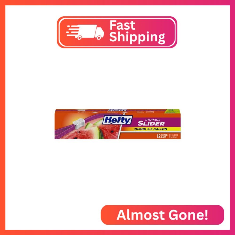 Hefty Slider Jumbo Storage Bags, 2.5 Gallon Size, 12 Count gallery