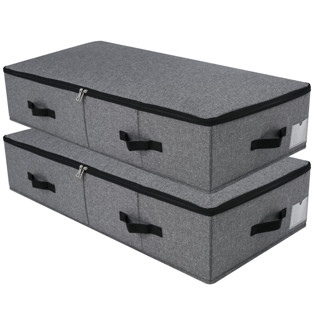 Foldable Under Bed Storage Bins, 2-Pack Organizers for Clothes & Quilts